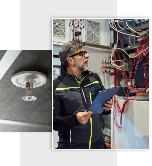 Fire sprinkler and technician checking system
